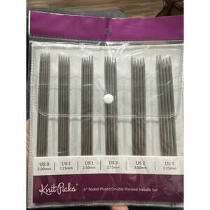 Nickel Plated Double Pointed Knitting Needle Set 6" by Knit Picks  NWT